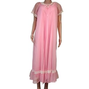 Vintage Tosca of California Double Nylon Lace Peignoir 2 piece Sz M